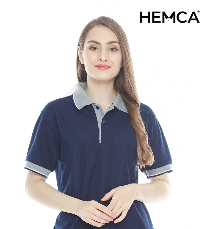 Polo Polos Biru Navy Kombinasi