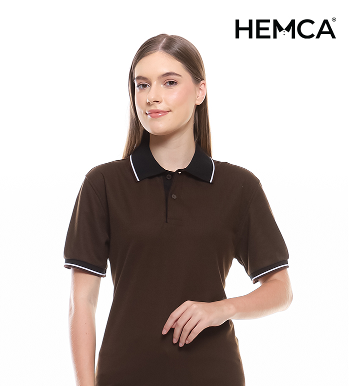 Polo Polos Cokelat Gelap Kombinasi