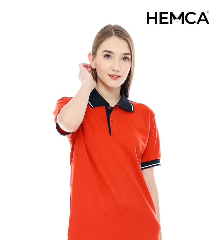 Polo Polos Merah Bata Kombinasi