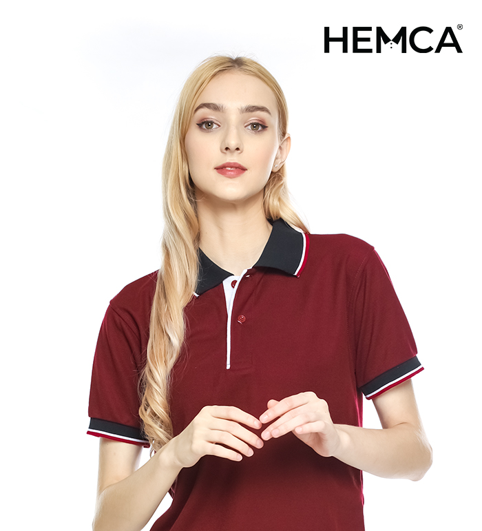 Polo Polos Merah Marun Kombinasi