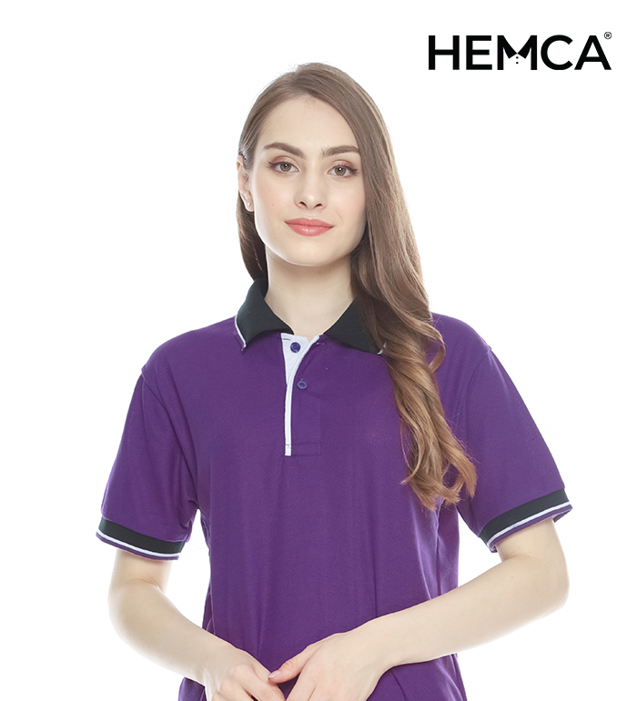 Polo Polos Ungu Terong Kombinasi